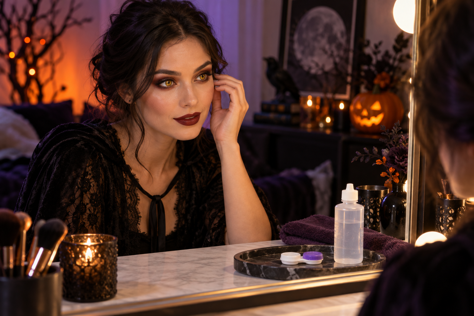 Costume lenses completing a Halloween look